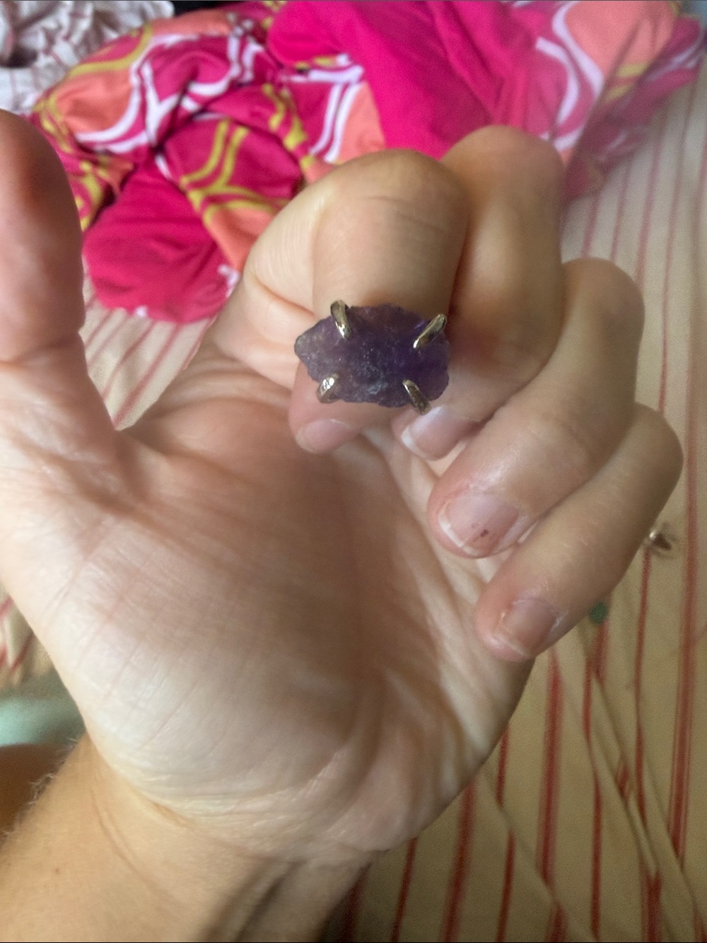 Women's Raw Amethyst Statement Ring - Purple